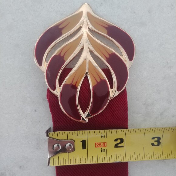 Vintage made in Korea red gold clasp buckle belt stretch - Picture 9 of 12